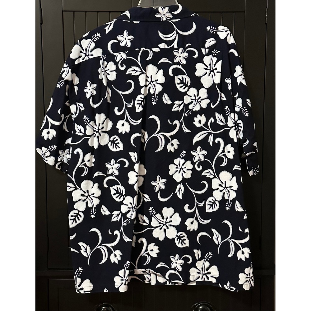 VTG RJC Hawaiian Shirt 3X Navy White Floral Aloha Vintage‎ Y2K Made in Hawaii - Picture 3 of 5